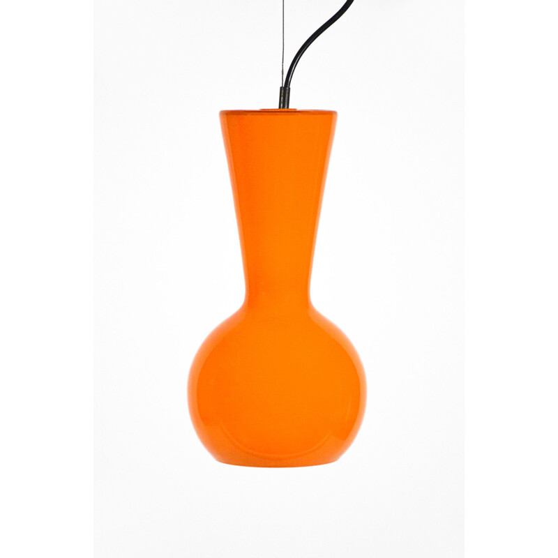 Vintage hanging lamp in Murano orange glass, Italy 1960s