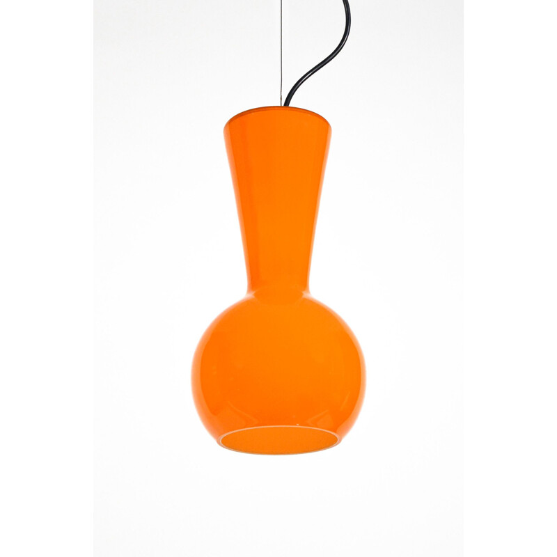 Vintage hanging lamp in Murano orange glass, Italy 1960s