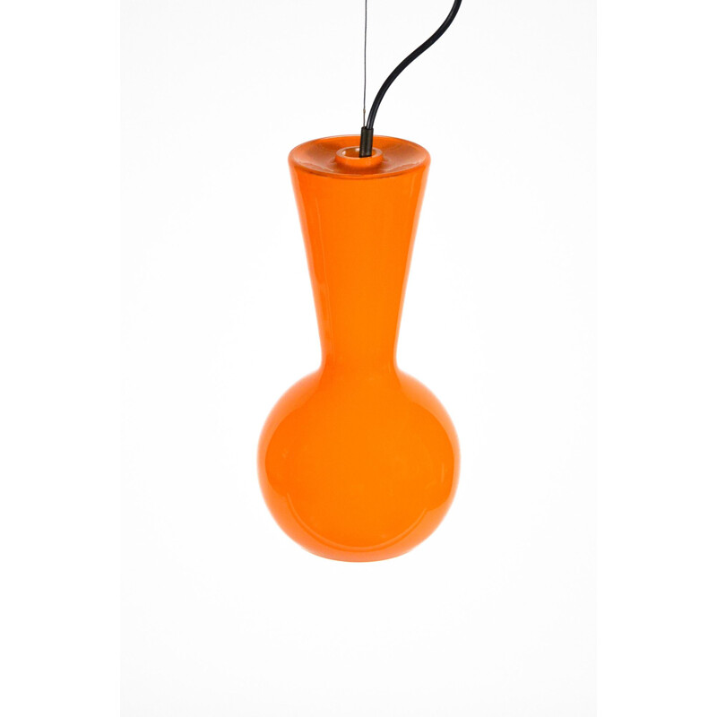 Vintage hanging lamp in Murano orange glass, Italy 1960s