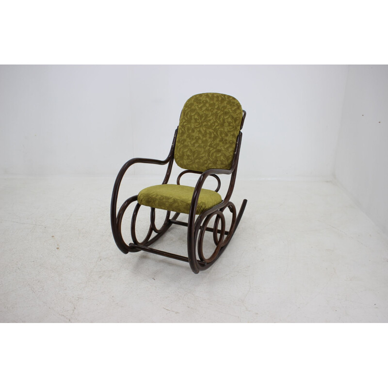 Fauteuil Rocking Chair Vintage en hêtre par Ton, 1960