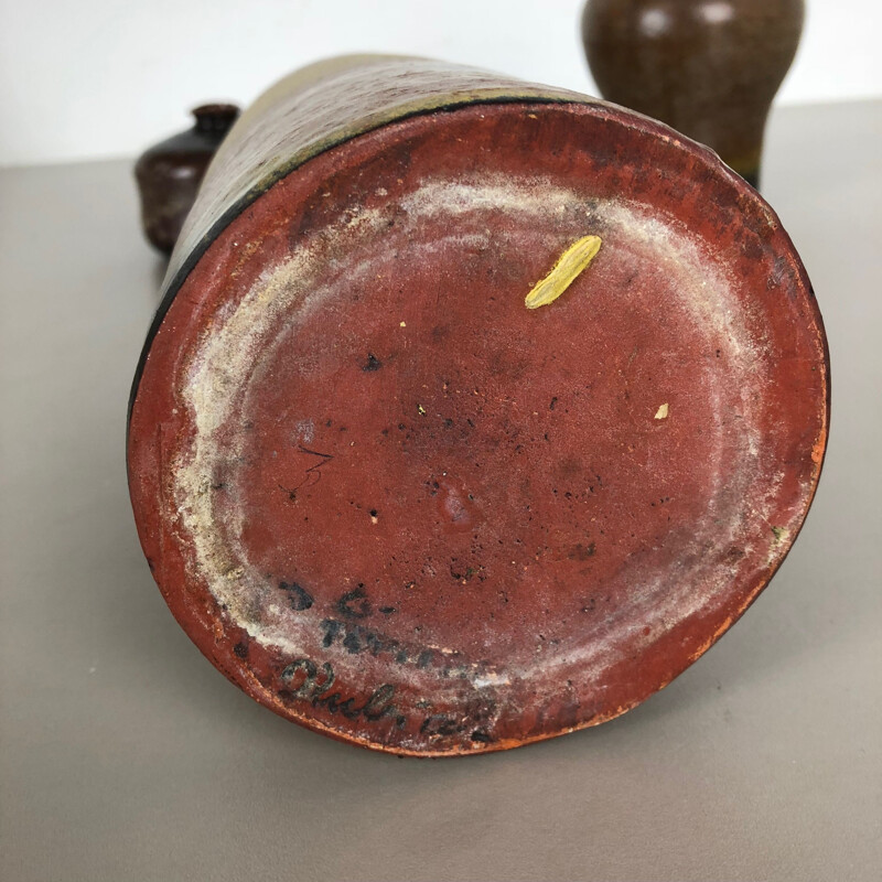 Juego de 3 jarrones de cerámica vintage de Elmar y Elke Kubicek, Alemania 1970
