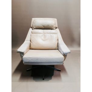 Fauteuil pivotant vintage en cuir et métal 1960