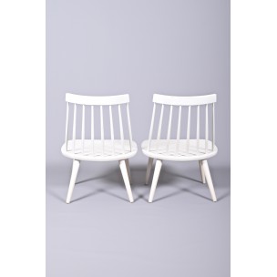 StolAB pair of Sibbo white armchairs, Yngve EKSTROM - 1950s