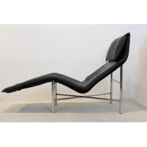 Skye" cadeira de couro vintage lounge da Tord Björklund para Ikea, Suécia 1970