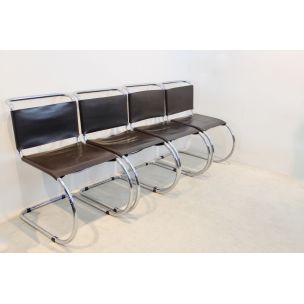 Set of 4 MR10 Cantilever Chairs in Chocolate Brown by Ludwig Mies van der Rohe, 1960s