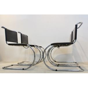 Set of 4 MR10 Cantilever Chairs in Chocolate Brown by Ludwig Mies van der Rohe, 1960s