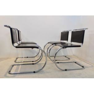 Set of 4 MR10 Cantilever Chairs in Chocolate Brown by Ludwig Mies van der Rohe, 1960s