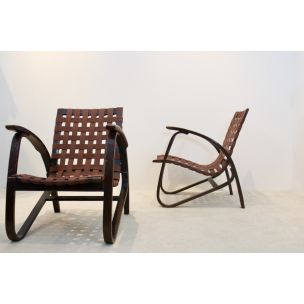 Vintage paar beukenhouten fauteuils van Jan Vanak voor UP Zavodny, Tsjechoslowakije 1930