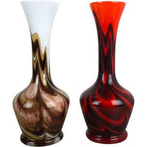 Vintage pair of Pop Art Vases by Opaline Florence, Italy, 1970