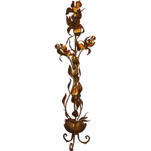 Vintage gold plated tole floor lamp in the shape of a Tree, 1970