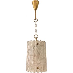 Vintage crystal and brass hangin lamp by Carl Fagerlund for Orrefors 1960