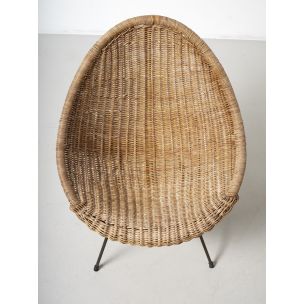 Paire de fauteuils Basket en rotin, Italie 1950