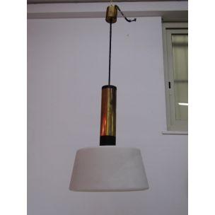 Lámpara de suspensión vintage de latón de Stilnovo, Italia 1950