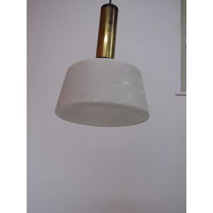 Lámpara de suspensión vintage de latón de Stilnovo, Italia 1950