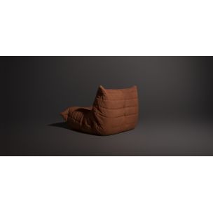 Vintage togo 1-seater sofa in cognac leather by Michel Ducaroy for Ligne Roset