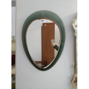 Vintage green glass mirror, Italy, 1950s