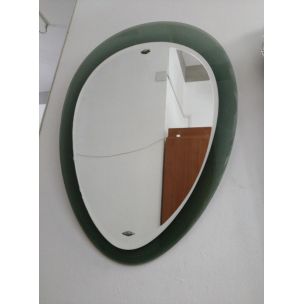 Vintage green glass mirror, Italy, 1950s
