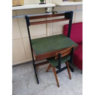 Vintage desk with wood and metal chair by Reguitti Brothers, Italy 1960