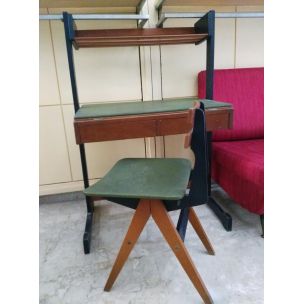 Vintage desk with wood and metal chair by Reguitti Brothers, Italy 1960