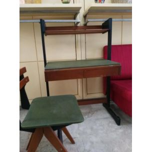 Vintage-Schreibtisch mit Stuhl aus Holz und Metall von Gebrüder Reguitti, Italien 1960