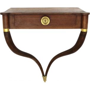 Console italienne vintage en laiton et en bois, 1950