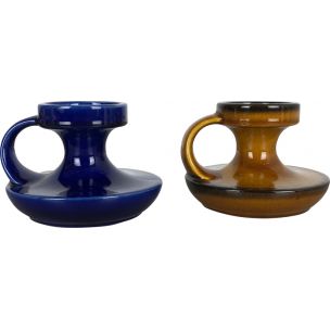 Vintage Set of Two Pottery Candleholder by Cari Zalloni for Steuler, Germany, 1970s