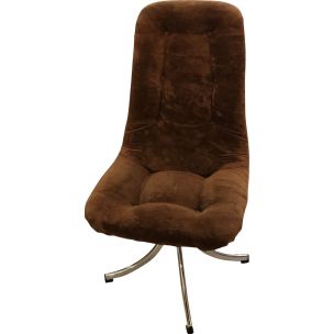 Vintage set of 6 armchairs by Gastone Rinaldi in brown velvet, 1960