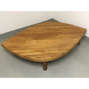 Vintage coffee table T22 "L'oeil" in solid elm, by Pierre Chapo, 1972