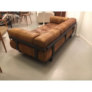 Vintage 3-seater leather sofa DS80 by De Sede, Switzerland, 1970s