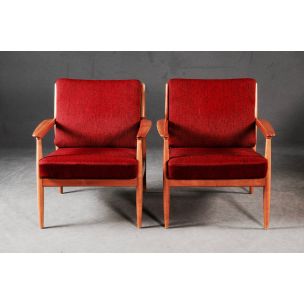 Convertible red vintage lounge set, by Casala, 1950s