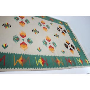 Grand tapis vintage kilim, Tchécoslovaquie, 1960