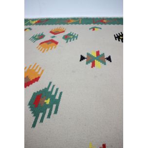 Grand tapis vintage kilim, Tchécoslovaquie, 1960