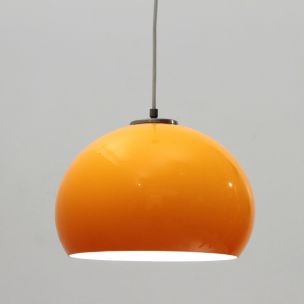 Vintage orange pendant lamp, retro design, Italy, 1960s
