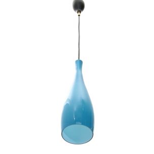 Vintage blue layered glass pendant lamp, Italy, 1950s