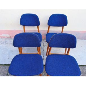 Ensemble de 2 chaises de hêtre vintage couleur bleue, Italie 1950