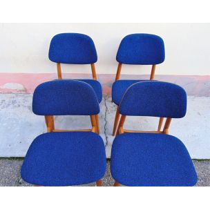 Set of 2 vintage beech chairs color blue, Italy 1950