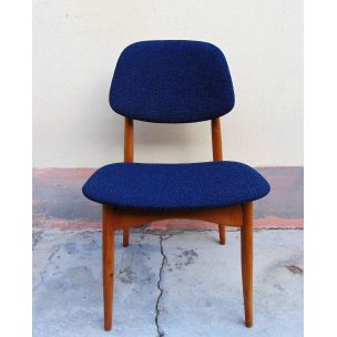 Set of 2 vintage beech chairs color blue, Italy 1950