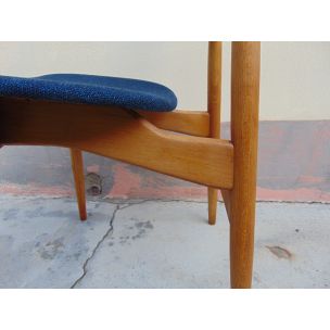 Set of 2 vintage beech chairs color blue, Italy 1950