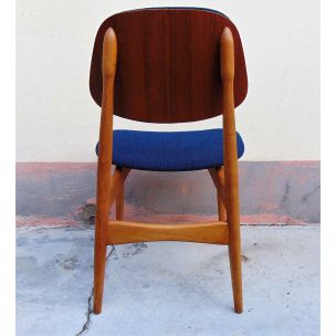 Ensemble de 2 chaises de hêtre vintage couleur bleue, Italie 1950