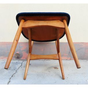 Set of 2 vintage beech chairs color blue, Italy 1950