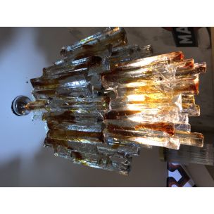 Lustre vinatge bicolore en verre de Albano Poli pour Poliarte 1960