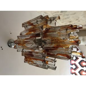 Vintage chandelier in bicolour glass, Albano Poli for Poliarte 1960