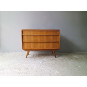 Commode anglaise vintage avec tiroirs en bois blond doré 1960