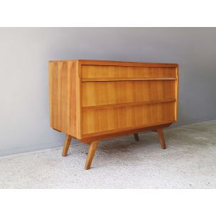 Vintage english chest of drawers in golden blond wood 1960