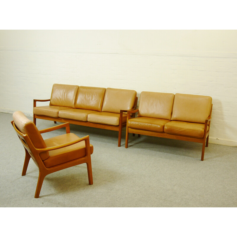 Cado seatgroup in teak and leather, Ole WANSCHER - 1960s