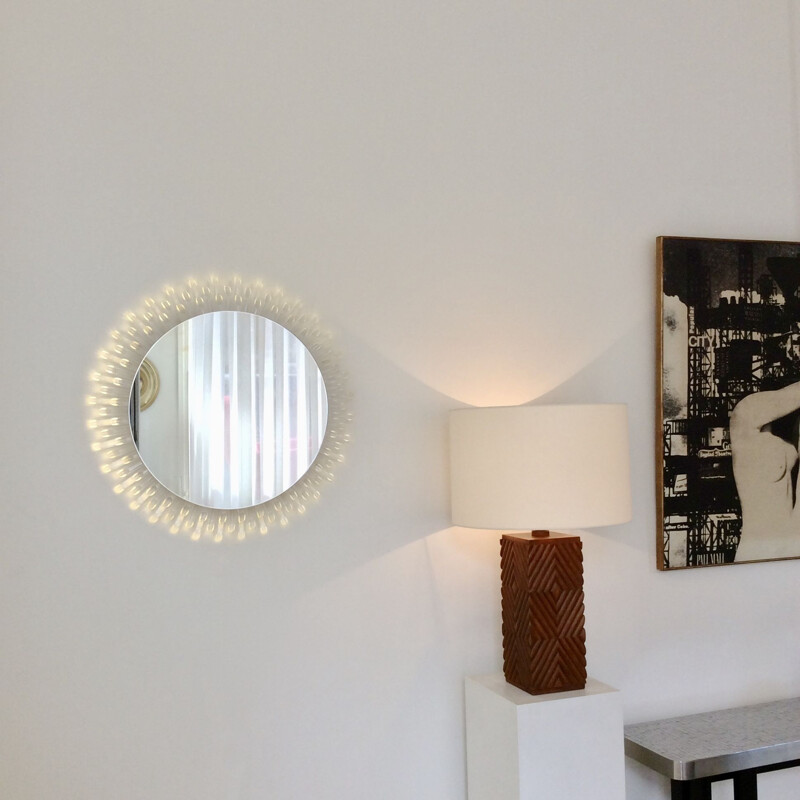 Grand miroir vintage en plexiglas, Italie 1970