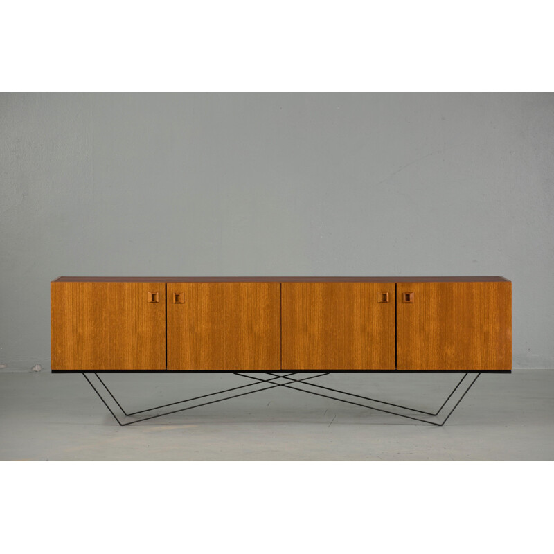 Vintage minimalist  teak and steel sideboard 1960