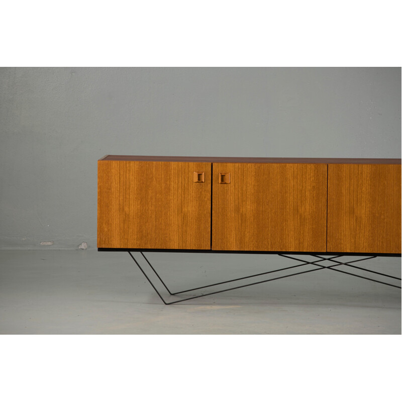 Vintage minimalist  teak and steel sideboard 1960