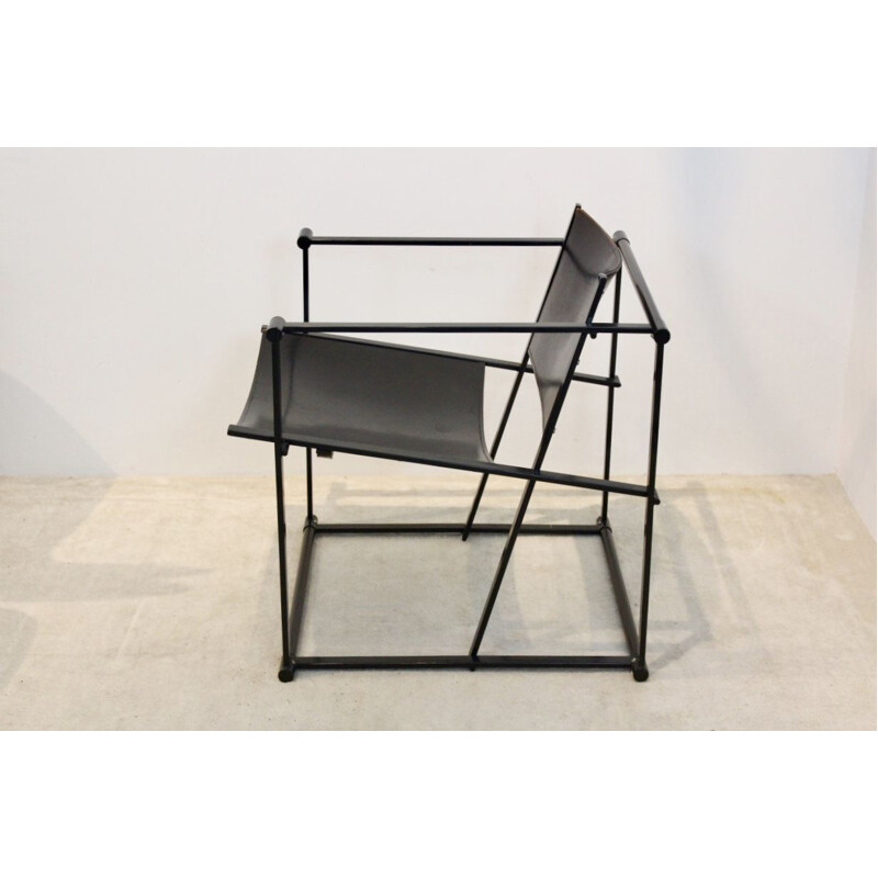 Cubic Leather Lounge Chair FM62 by Radboud van Beekum for Pastoe, 1980