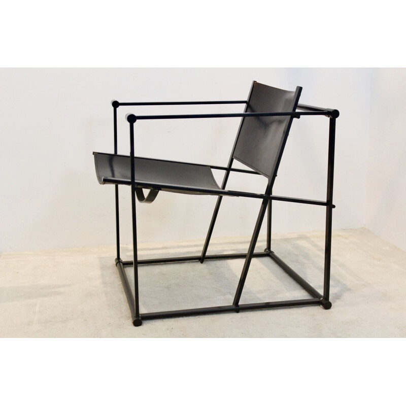 Cubic Leather Lounge Chair FM62 by Radboud van Beekum for Pastoe, 1980